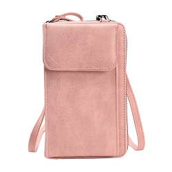 ETORRY Handytasche Zum Umhängen Damen, Multifunktionale Crossbody Geldbörse PU Leder Schultertasche mit Kartenfächer Handy Umhängetasche RFID Schutz Verstellbar Schultergurt. (Pink) von ETORRY