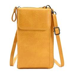 ETORRY Handytasche Zum Umhängen Damen, Multifunktionale Crossbody Geldbörse PU Leder Schultertasche mit Kartenfächer Handy Umhängetasche RFID Schutz Verstellbar Schultergurt. (Yellow) von ETORRY