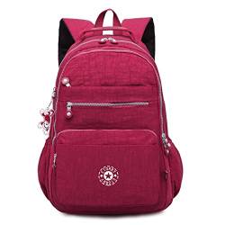 ETORRY Schulrucksack Damen Licht Wasserdicht Groß für Uni Reisen Sport Job Freizeit mit Anti Diebstahl Tasche und Laptopfach. (Claret,Small) von ETORRY