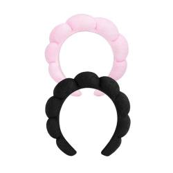 ETVOL Stirnband für Frauen, Spa-Stirnband, Make-up-Stirnband zum Waschen des Gesichts, weiches Handtuch-Stirnband für Gesichtsmaske, niedliches Haarband für die Dusche (rosa und schwarz) von ETVOL