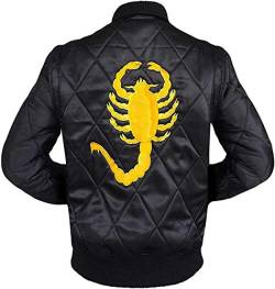 EU Fashions Drive Scorpion Jacke Ryan Gosling Driver Bomber Elfenbeinfarben Satin Jacke Gr. Medium, Schwarz – Drive Scorpion Jacke von EU Fashions