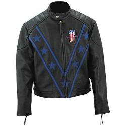 EU Fashions Evel Knievel Daredevil Motorcycle Black Leather Jacket von EU Fashions