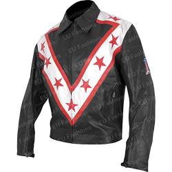 EU Fashions Evel Knievel Daredevil Motorradjacken Kollektion Gr. Medium, Black - Faux Leather von EU Fashions