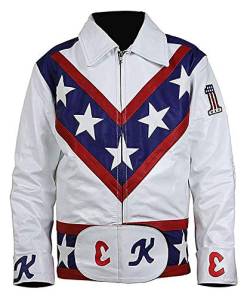 EU Fashions Evel Knievel Daredevil Motorradjacken Kollektion Gr. XXX-Large, Weiß - Kunstleder von EU Fashions