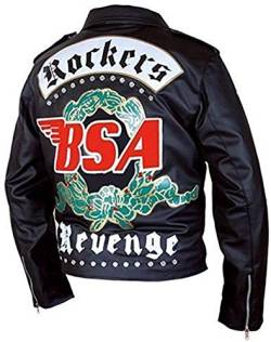 EU Fashions George Michael BSA Faith Rockers Revenge Echtleder Jacke für Herren Gr. S, Schwarz – BSA-Echtleder. von EU Fashions