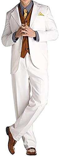 Great Gatsby Leonardo Dicaprio 3-teiliger Anzug weiß, Weiß – Great Gatsby Anzug, M von EU Fashions