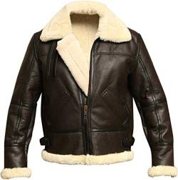 Herren-Bomberjacke aus echtem Schafsleder, Pilotenjacke, B3, WWII Flying Cockpit, dicke Wolle innen/innen, Dunkelbraun – B3 Herren-Jacke, Medium von EU Fashions