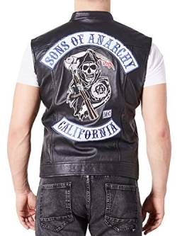 SOA Charlie Hunnam Sons of Anarchy Highway Samcro Weste Gr. Medium, Schwarz – Herren-Weste aus echtem Leder von EU Fashions