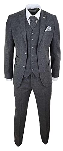 Tweed Herren Anzug 3-teilig Kariert Vintage 1920er Peaky Shelby Hochzeit Tweed, Grauer Anzug für Herren, XXX-Large von EU Fashions