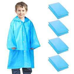 EUBSWA Regenponcho Regenmantel für Mädchen Jungen 4 Stk, Regenbekleidung Regencape Regenjacke Wasserdicht für Radfahren, Camping und Reisen von EUBSWA