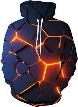 EUDOLAH Damen Pullover 3D Druck Pulli mit Tasche Digitaldruck Pulli mit Aufdruck Galaxy Tier Langarm 2-Strahlende Spalte L-XL von EUDOLAH