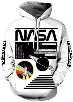 EUDOLAH Herren Hoodies 3D Druck NASA Astronaut Logo Kapuzenpullover mit Tasche (2XL A-NASA Tafel) von EUDOLAH