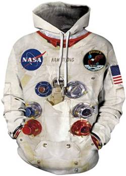 EUDOLAH Herren Hoodies 3D Druck NASA Astronaut Logo Kapuzenpullover mit Tasche (S A-NASA 066) von EUDOLAH