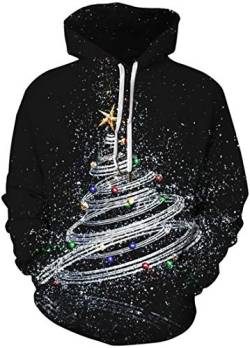 EUDOLAH Herren Hoodies 3D Druck Weihnachten Motiv mit Tasche (L 1-Weihnachtsbaum) von EUDOLAH