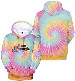 EUDOLAH Herren I Am Kenough Tie Dye Hoodie Print Kapuzenpullover Langarm Sweatshirt Unisex Kapuzenjacke mit Tasche Bunt-2 M von EUDOLAH