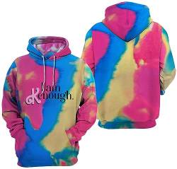 EUDOLAH Herren I Am Kenough Tie Dye Hoodie Print Kapuzenpullover Langarm Sweatshirt Unisex Kapuzenjacke mit Tasche Bunt 4XL von EUDOLAH