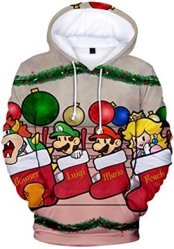 EUDOLAH Herren Kapuzenpullover 3D Druck Weihnachten Hooded X-Mas Langarm Hoodie Kordelzug Sweatshirt Karikatur 3XL von EUDOLAH