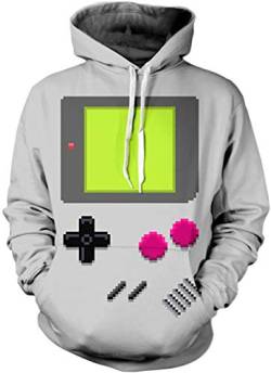 EUDOLAH Herren Slim Fit Kapuzenpullover 3D Druck Hoodie Weihnachten Winter Bunt mit Tasche (XXL-3XL, 2-Game Boy) von EUDOLAH