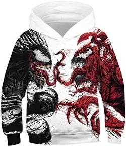 EUDOLAH Jungen Sweatshirts für 4-13 Alter Kinder Langarm 3D Druck Kids Herbst Winter Hooded mit Kapuzen 0-Venom Zwei M von EUDOLAH