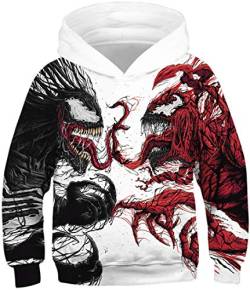 EUDOLAH Jungen Sweatshirts für 4-13 Alter Kinder Langarm 3D Druck Kids Herbst Winter Hooded mit Kapuzen 0-Venom Zwei S von EUDOLAH