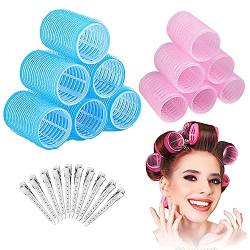 22 Stücke Lockenwickler Set,EUDUQ Locken Curlers ohne hitze Selbsthaftend Haftwickler Kleine Haarwickler 36mm 25mm Hair Rollers with Klammern für Lange Mittlere Kurze Haare Salon Friseur von EUDUQ