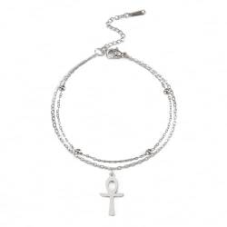 Ankh Armband für Frauen Männer Gebet Amulett Schlüssel zum Leben Kreuz Klassischer Afrikanischer Anhänger Ägyptischer Religiöser Schmuck Personalisierte Geschenke (silber 2) von EUEAVAN