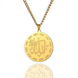 Ayatul Kursi Halskette Allah Halskette für Frauen Männer Islamische Schrift Symbole Allah Arabisch Halskette Nahost Allah Islam Religiöser Schmuck Muslimisches Geschenk (Allah Halskette gold 2) von EUEAVAN