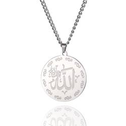 Ayatul Kursi Halskette Allah Halskette für Frauen Männer Islamische Schrift Symbole Allah Arabisch Halskette Nahost Allah Islam Religiöser Schmuck Muslimisches Geschenk (Allah Halskette silber 2) von EUEAVAN