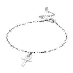 EUEAVAN Ankh Armband für Frauen Männer Gebet Amulett Schlüssel zum Leben Kreuz Klassischer Afrikanischer Anhänger Ägyptischer Religiöser Schmuck Personalisierte Geschenke (silber) von EUEAVAN