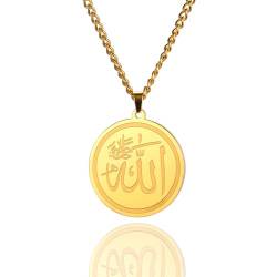 EUEAVAN Ayatul Kursi Halskette Allah Halskette für Frauen Männer Islamische Schrift Symbole Allah Arabisch Halskette Nahost Allah Islam Religiöser Schmuck Muslimisches Geschenk (Allah Halskette gold) von EUEAVAN