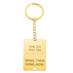 EUEAVAN Bring Them Home Now Halskette/Schlüsselanhänger Israelische Hundemarke Halskette Hebräischer Anhänger Halskette Gedenkschmuck Geschenk Frauen Männer (Schlüsselanhänger gold) von EUEAVAN