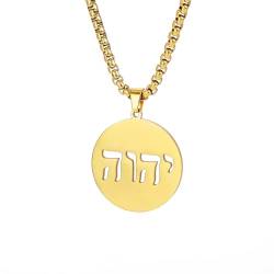 EUEAVAN Hebräisch Halsketten Judentum Religion Faithchai Halskette Jehova Anhänger Bibel Gott Namen Schmuck Chanukka Israel Amulette Geschenke Christentum Frauen Männer (JHWH-Halskette Gold) von EUEAVAN