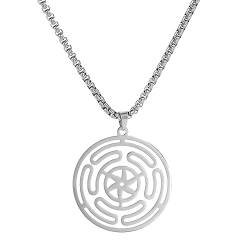 EUEAVAN Hecate's Wheel Symbol Halskette Hecate Anhänger VikingTriple Goddess Wiccan Wheel Amulet Heidnischer Schmuck Wiccan Geschenke für Männer Frauen (Hekate's Rad silber) von EUEAVAN