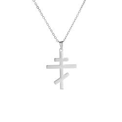 EUEAVAN Orthodoxes Kreuz Anhänger Halskette Edelstahl Klassisches Kreuz Anhänger Halskette Russisch-Orthodoxer Amulett-Schmuck Religiöse Halskette (liber) von EUEAVAN