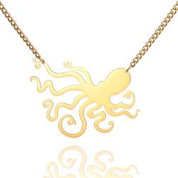 EUEAVAN Personalisierte Oktopus Halskette für Männer Meerestier Oktopus Anhänger Meeresschmuck Gothic Punk Halskette Ozeanliebhaber Geschenk für Frauen (gold) von EUEAVAN