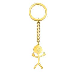 EUEAVAN Personalisierter lustiger Kritzel-Schlüsselanhänger mit Smiley-Gesicht, Mittelfinger, cooler Schlüsselanhänger, lustig, kreativ, einzigartig, handgefertigt, Geschenk für Teenager, Mädchen von EUEAVAN