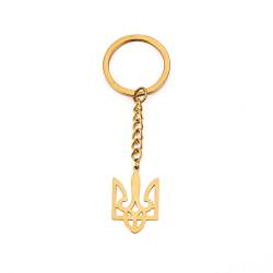 EUEAVAN Ukraine Dreizack Ukraine Wappen Schlüsselanhänger Charm Ukraine Symbole Schlüsselanhänger patriotisches Geschenk Ukraine Souvenir Mann Frau, Gold, Medium von EUEAVAN