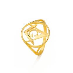 Freimaurer Ring für Männer Freimaurer Symbole Freimaurer Reiter Ringe Freimaurer Mitgliedschaft Meister Siegel Freimaurer Prime Geschenke Vintage religiöse Amulett Punk Hip Hop Frauen (gold, 8) von EUEAVAN