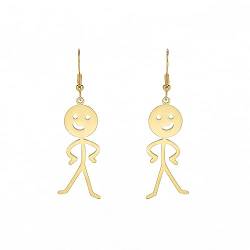 Funny Smiley Mittelfinger Graffiti Dangle Ohrringe Personalisierte Coole Gesten Halskette Punk Kreative Einzigartige Handgemachte Statement Freundschaft Schmuck Frauen Männer (gold 1) von EUEAVAN