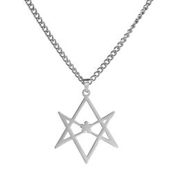 Hexagramm Anhänger Halskette Hexagramm Keltische Religiöse Symbole Jüdische Israel Davidstern Charm Halskette Minimalistische Kleine Blume Edelstahl, Edelstahl, Kein Edelstein von EUEAVAN