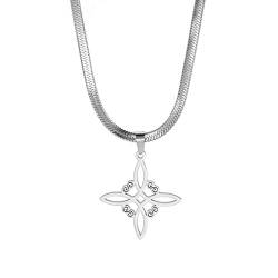 Hexenknoten Halskette für Frauen Irischer Keltischer Knoten Anhänger Triquetra Dreifaltigkeits-Dreiecksknoten Wikingerschmuck Heidnisches Geschenk Klavikularkette Mädchen (Keltischer Knoten - Silber) von EUEAVAN