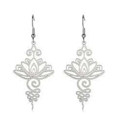 Lotus baumelnd Yoga Ohrringe Blume Stäbe Zart Niedlich Trendy Meditation Chakra Mode Schmuck Mädchen Frau Geschenk (silber) von EUEAVAN