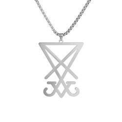 Sigil von Lucifer Anhänger Halskette Edelstahl Satanisches Symbol Anhänger Halskette Siegel des Satan Luzifer Anhänger heidnischer Wicca -Schmuck von EUEAVAN