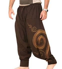 EUFANCE Männer Pluderhosen Bequeme elastische Taillenhosen Fashion Solid Color Casual Yoga Hippies Hosen Brown Größe XL von EUFANCE