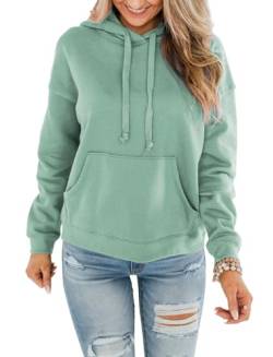 EUHOM Hoodie Damen Kapuzenpullover Pullover Herbst Winter Casual Sweatshirt Langarm Baumwolle Hoody Oberteile mit Kapuze (Grün, M) von EUHOM