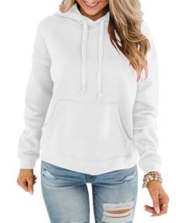 EUHOM Hoodie Damen Kapuzenpullover Pullover Herbst Winter Casual Sweatshirt Langarm Baumwolle Hoody Oberteile mit Kapuze (Weiß, S) von EUHOM