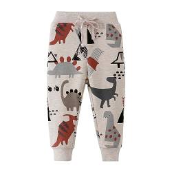 EULLA Jungen Bottoms Jogginghose Dinosaurier Muster Sweathose Kinder Baumwolle Sporthose Jogger Hose 104 von EULLA