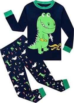 EULLA Jungs Ensemble Pyjamas Pour Petits garçons Vêtements de nuit en Coton à Manches Longues Pyjama-Sets, Dinosaure 2, 92 DE von EULLA
