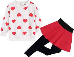 EULLA Kinder Kleidung Set Lange Tops Mädchen Warm Lange T-Shirt Top + Rock Hose Outfits mit Herzform 104 von EULLA