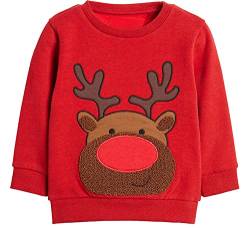 EULLA Kinder Mädchen Jungen Weihnacht Pullover Sweatshirt Weihnachtsoutfit Weihnachtspuli Winter Baumwolle Langarm Christmas Xmas Rentier Weihnachtskleidung Gr.110/116 6 Jahre 2# Rot Rentier DE 116 von EULLA